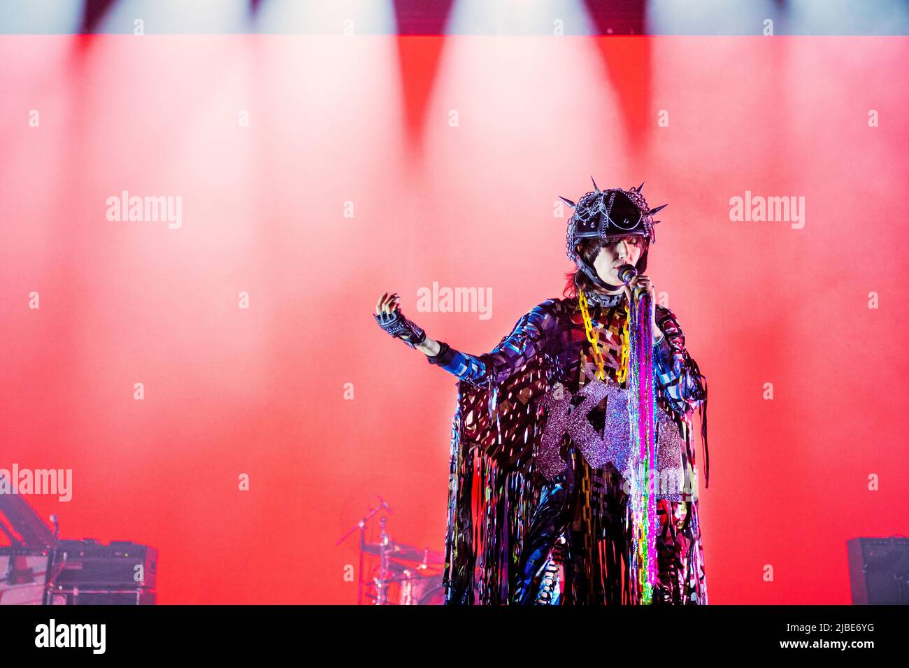 Manchester, Royaume-Uni. 05th juin 2022. Karen O, Nick Zinner, Brian Chasee de The Yeah Yeah Yeah's perform at Manchester O2 Apollo. 2022-06-05. Crédit : Gary Mather/Alay Live News Banque D'Images