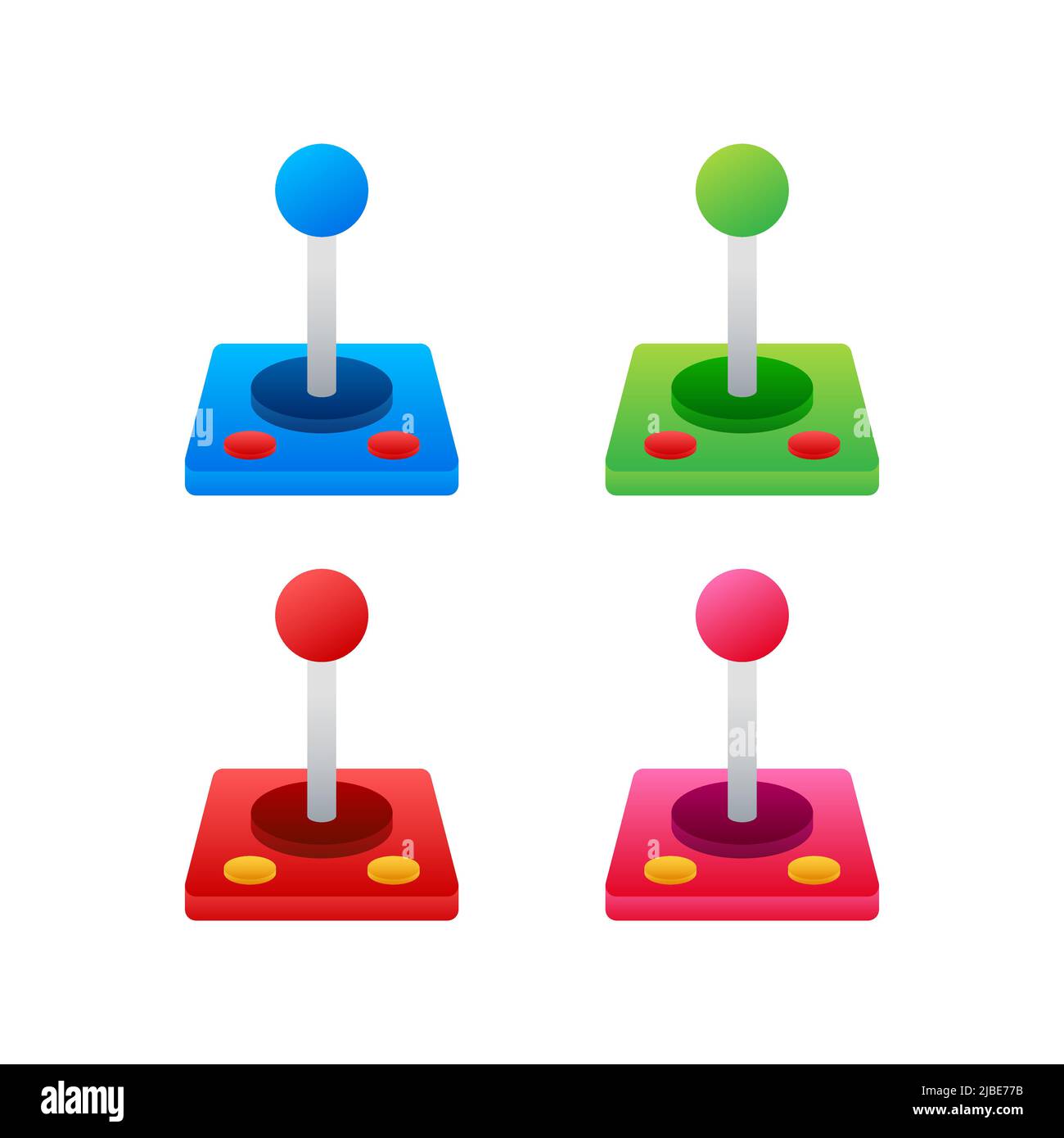 Ensemble rétro pour le design de jeux vidéo. Ensemble d'icônes vectorielles plates avec joystick rétro. Vecteur isométrique. Illustration de Vecteur