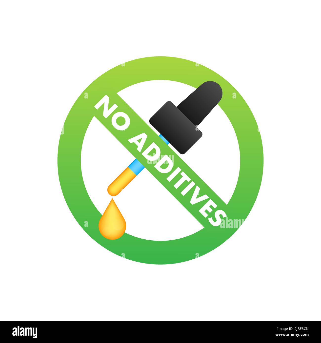 Logo vert sans additifs sur fond blanc. Nutrition naturelle biologique. Signe interdit Illustration de Vecteur