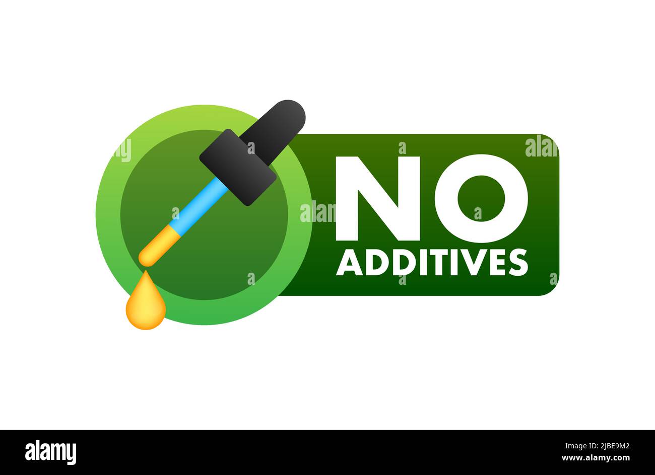 Logo vert sans additifs sur fond blanc. Nutrition naturelle biologique. Signe interdit Illustration de Vecteur