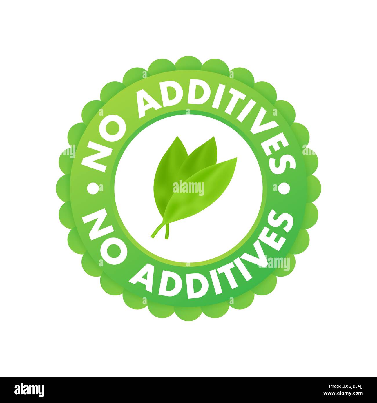 Logo vert sans additifs sur fond blanc. Nutrition naturelle biologique. Signe interdit Illustration de Vecteur