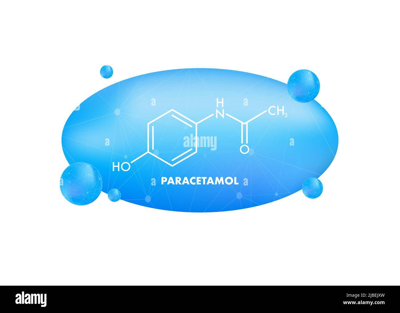 Formule de paracétamol pour la conception médicale. Formule chimique de paracétamol sur fond blanc Illustration de Vecteur