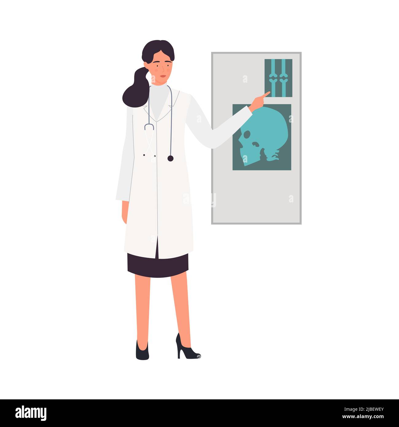 Femme médecin examinant l'acquisition de rayons X. Illustration vectorielle de consultation médicale d'hôpital Illustration de Vecteur