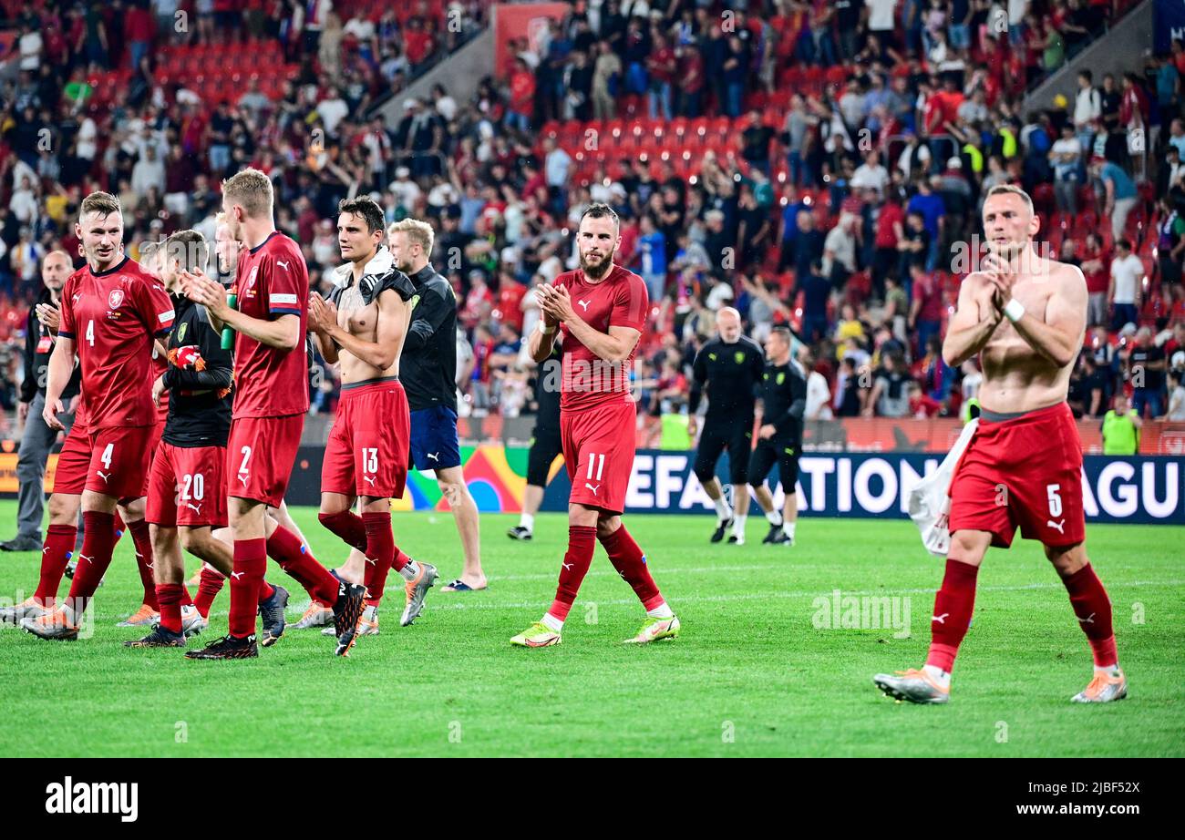 Prague, République tchèque. 5th juin 2022. Les joueurs de l'équipe nationale tchèque sont vus après le match de football de la Ligue des Nations entre la République tchèque et l'Espagne à Prague, République tchèque, dimanche, 5 juin 2022. Crédit : Roman Vondrous/CTK photo/Alay Live News Banque D'Images