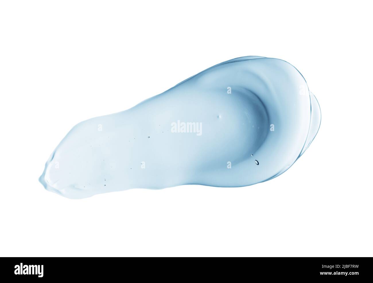 Gel liquide cosmétique crème hydratante transparente sérum smuge avec des bulles isolées sur fond blanc vue de dessus Banque D'Images