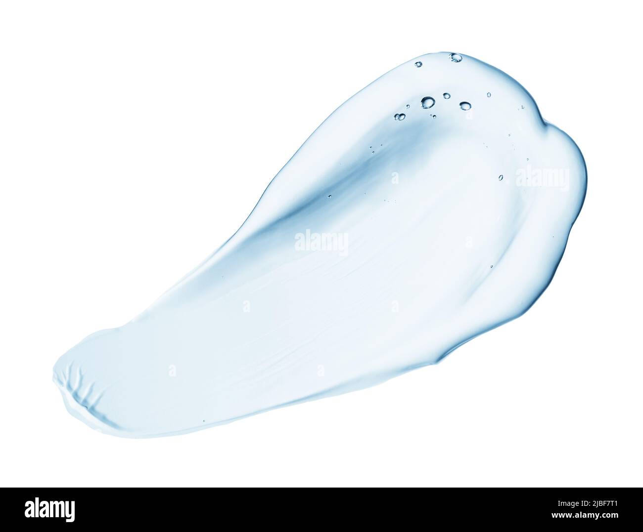 Gel liquide cosmétique crème hydratante transparente frottis avec bulles isolées sur fond blanc vue de dessus Banque D'Images