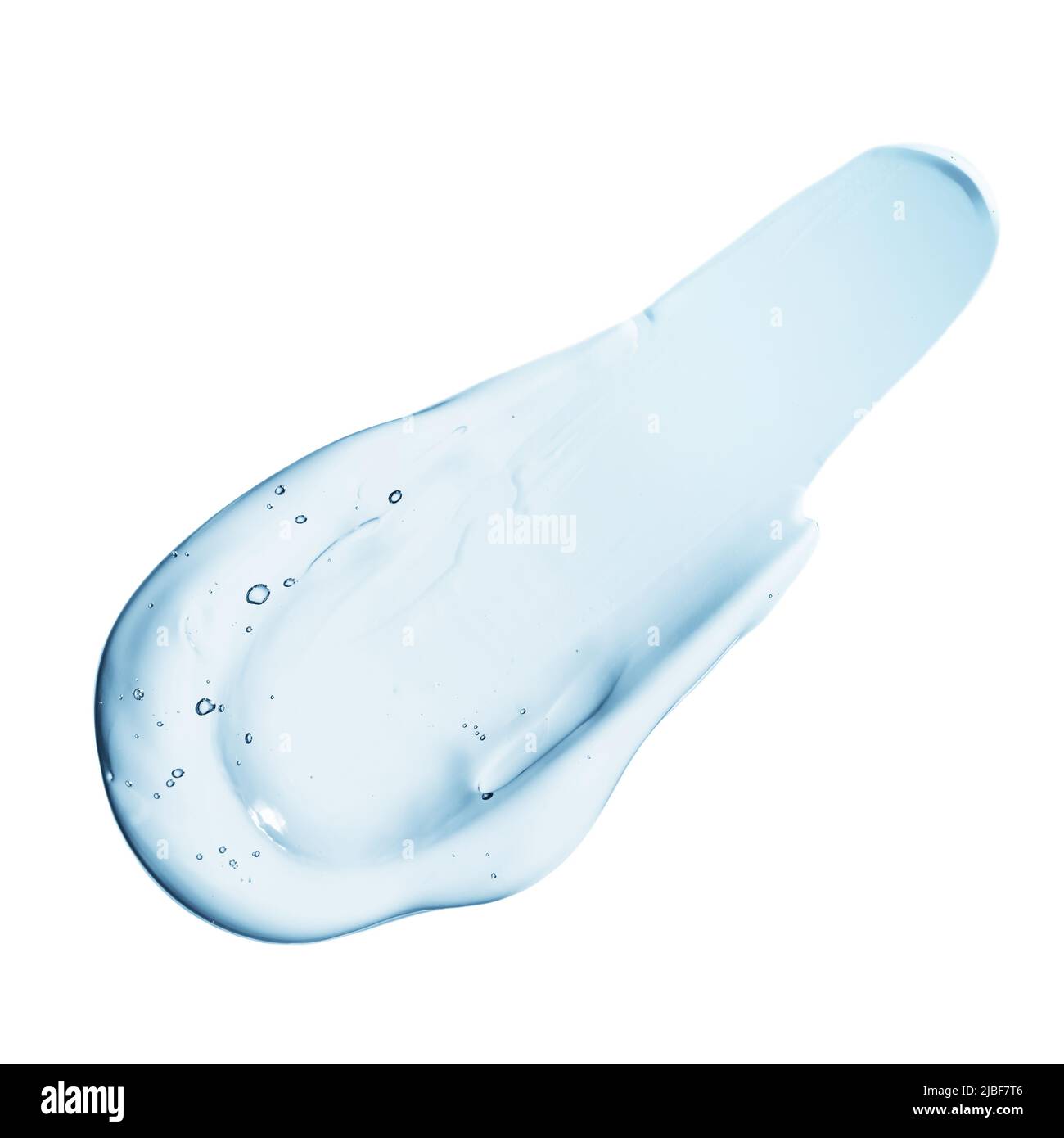Gel liquide cosmétique crème hydratante transparente sérum smuge avec des bulles isolées sur fond blanc vue de dessus Banque D'Images