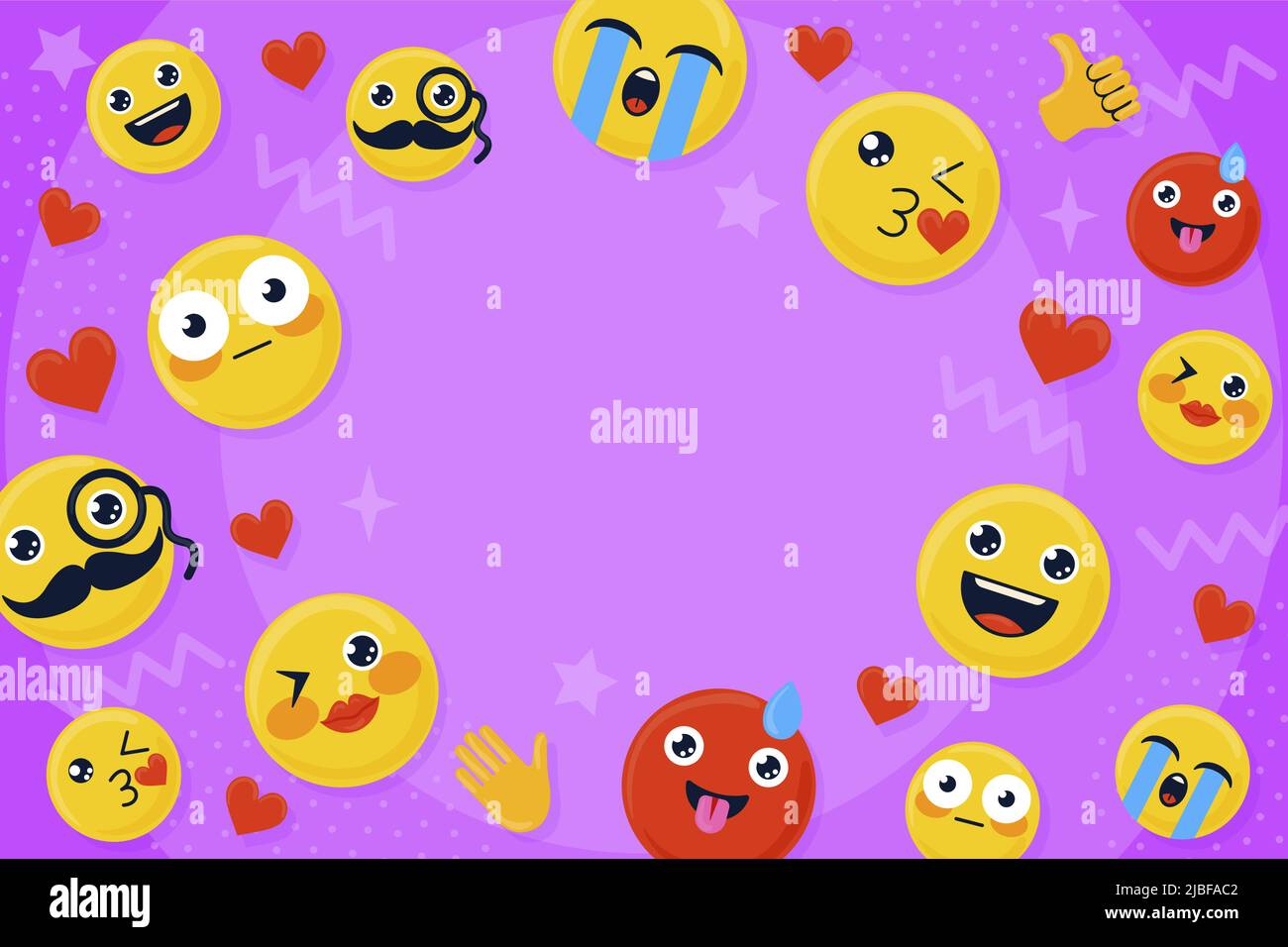 Fond de jour emoji à monde plat avec émoticônes Illustration vectorielle. Illustration de Vecteur