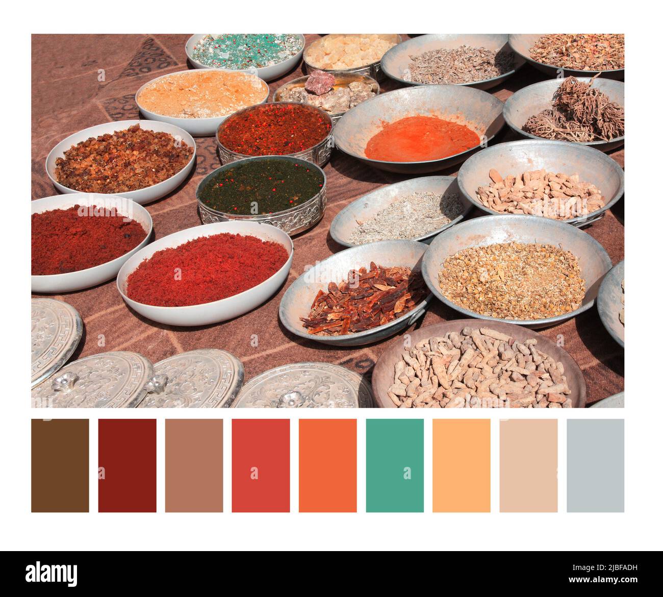 Palette de couleurs assorties avec nuances de couleurs gratuites. Palette  de couleurs assorties aux herbes aromatiques et aux épices. Encens, encens,  herbes aromatiques et Photo Stock - Alamy