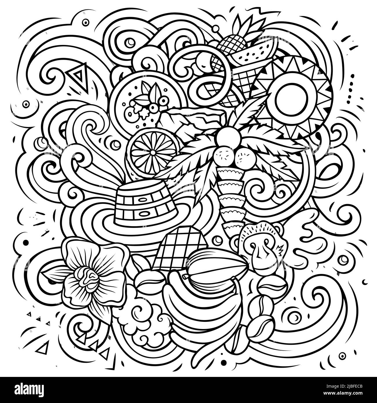 Illustration de gribouillages dessinées à la main pour la Colombie. Illustration de Vecteur
