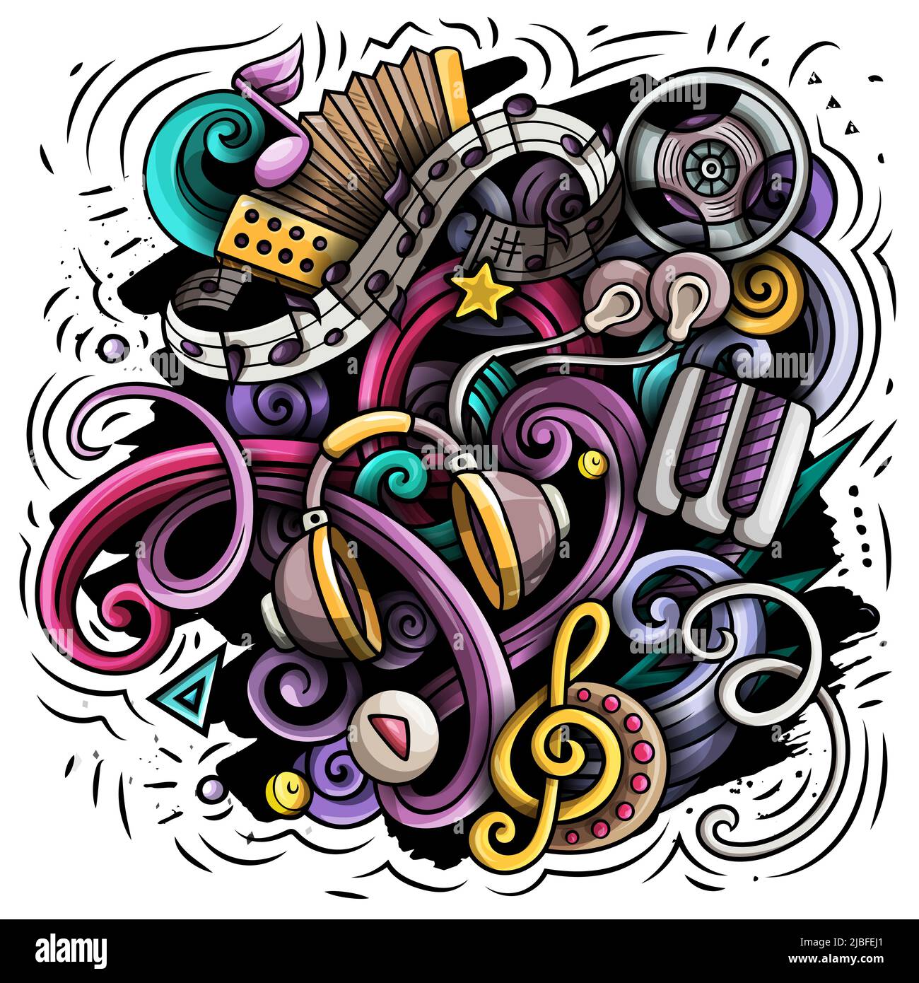 Illustration vectorielle de dessin animé musical Illustration de Vecteur