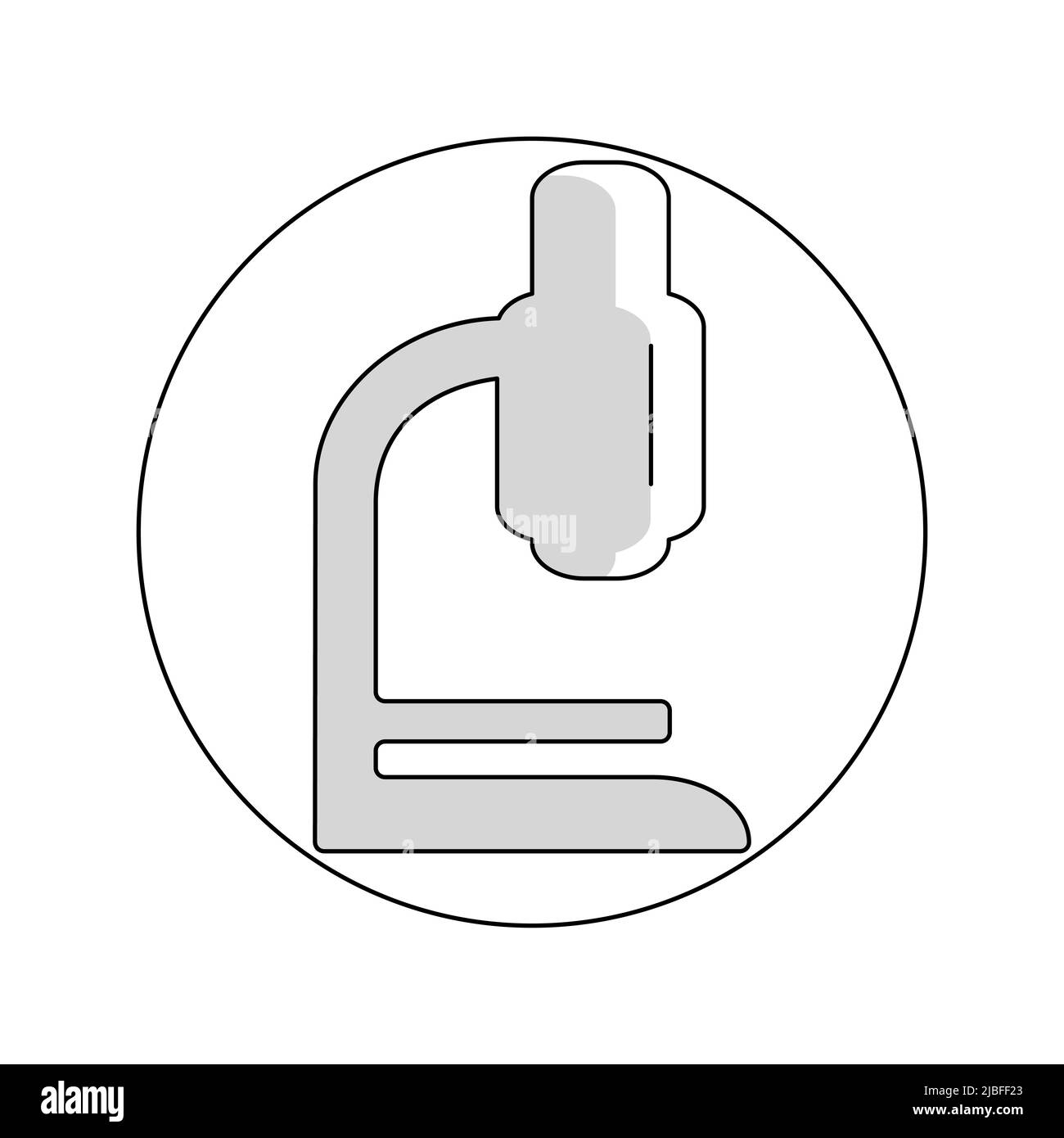 Modèle rond microscope médical icône de recherche isolée sur blanc Illustration de Vecteur