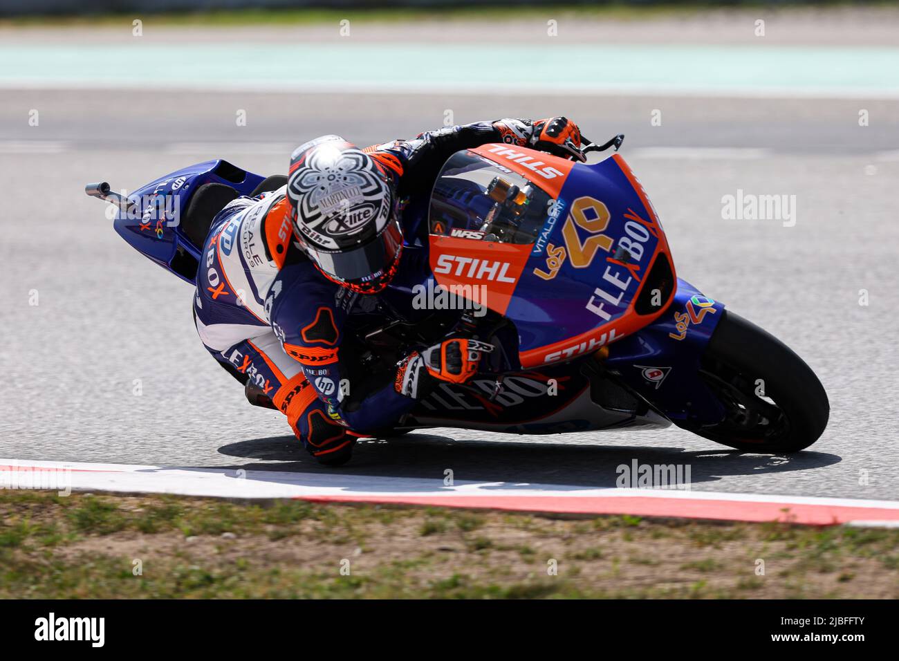 Barcelone, Espagne. 4th juin 2022. Aron Canet d'Espagne de Flexbox HP40 avec Kalex pendant la pratique libre de Gran PPremi Monster Energy de Catalunya en Moto2 au circuit de Barcelone-Catalunya à Barcelone. (Image de crédit : © David Ramirez/DAX via ZUMA Press Wire) Banque D'Images