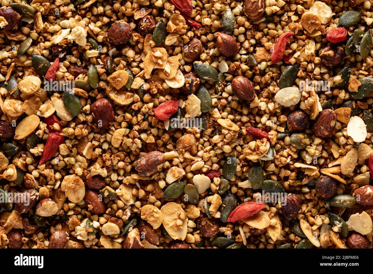 Vue rapprochée depuis le dessus de la granola Banque D'Images