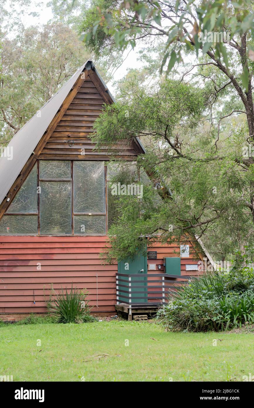 A Girl Guides Australia, bois A-Frame hall à Thornleigh, Nouvelle-Galles du Sud, Australie Banque D'Images