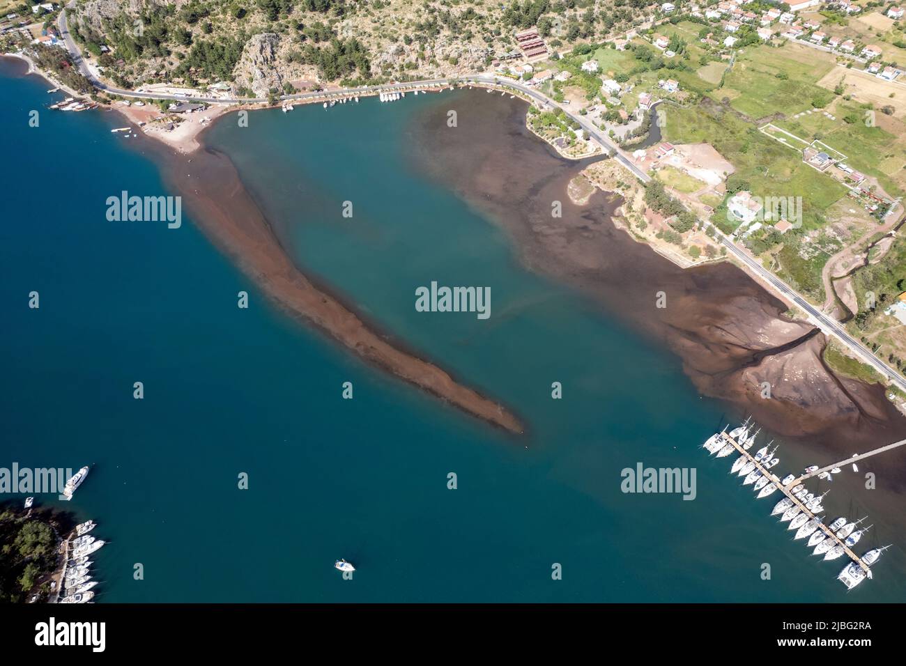 Vue aérienne de Kızkumu shoal à Orhaniye Marmaris Turquie Banque D'Images