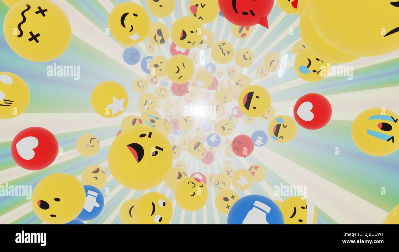 Illustration 3D arrière-plan pour la publicité et le papier peint dans les médias sociaux et la scène emoji. Rendu 3D dans un concept décoratif. Banque D'Images
