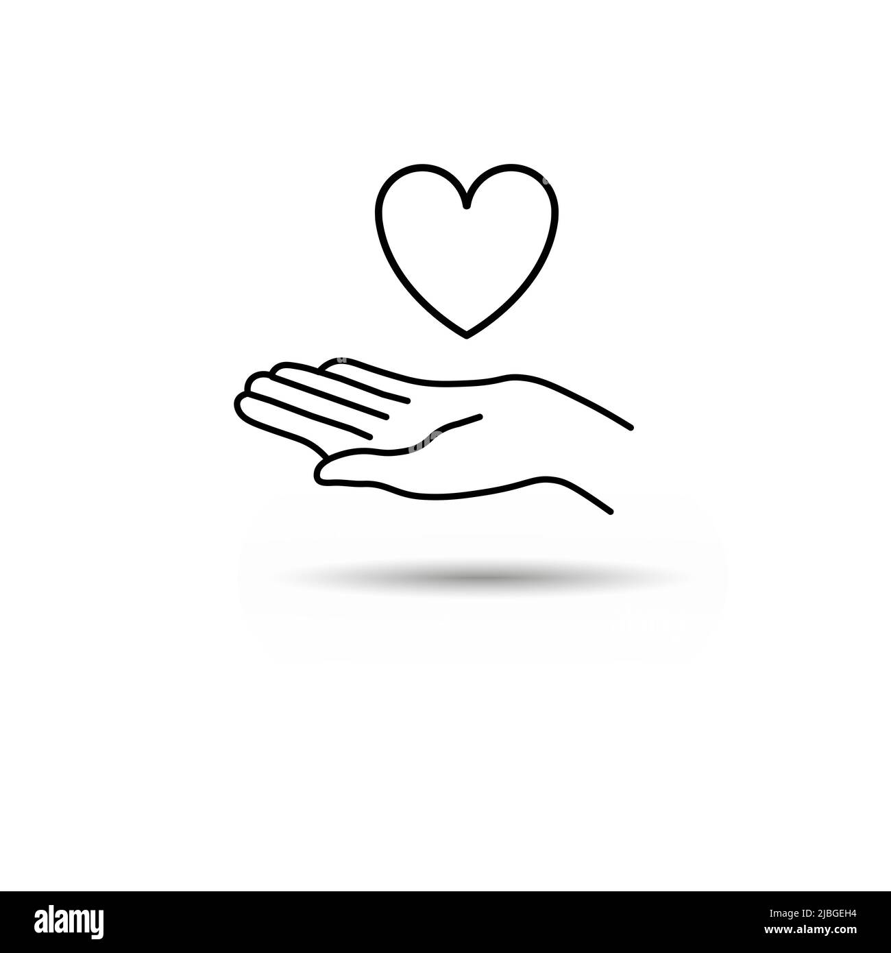 Vecteur d'icône de coeur et de main isolé sur fond blanc Illustration de Vecteur