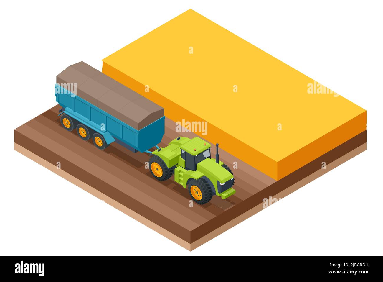 Moissonneuse-batteuse pour la récolte du grain. La moissonneuse-batteuse récolte du blé mûr. Concept d'agriculture. Le remappage, le battage, la récolte et le fauchage Illustration de Vecteur