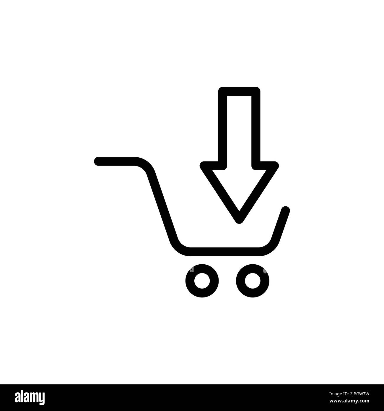 Vecteur d'icône de panier avec téléchargement. Achat en ligne, achat en ligne, boutique en ligne. Style d'icône de ligne. Illustration de conception simple modifiable Illustration de Vecteur