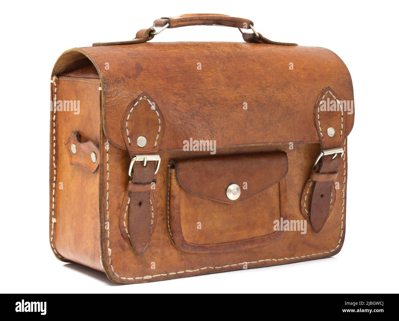 Cartable En Cuir Vintage Style Docteur - Marron, Dimensions 45.5x30.5 Cm, Doublure Cuir - Occasion, Parfait Pour Un Look Rétro
