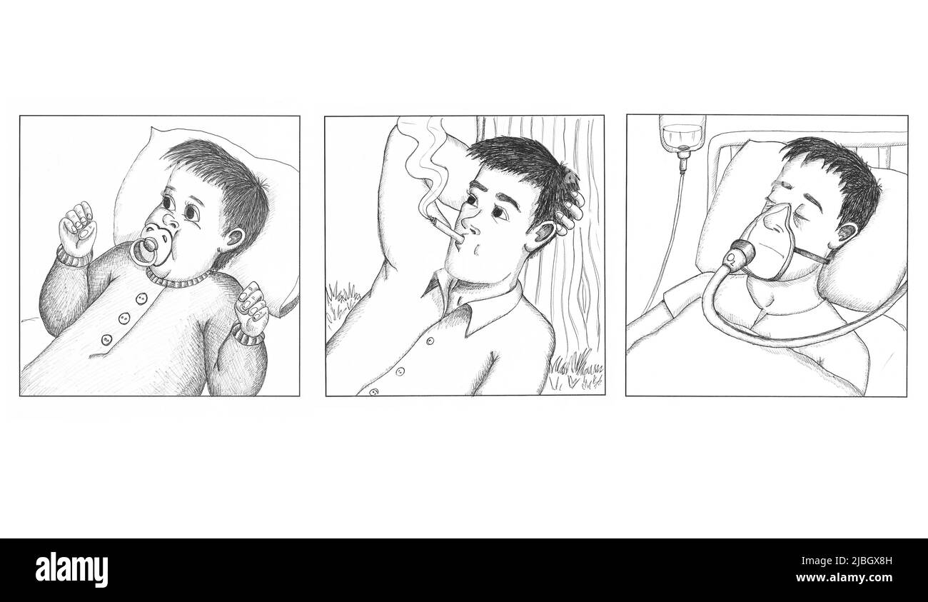 Maladie du tabagisme. Illustration. Banque D'Images