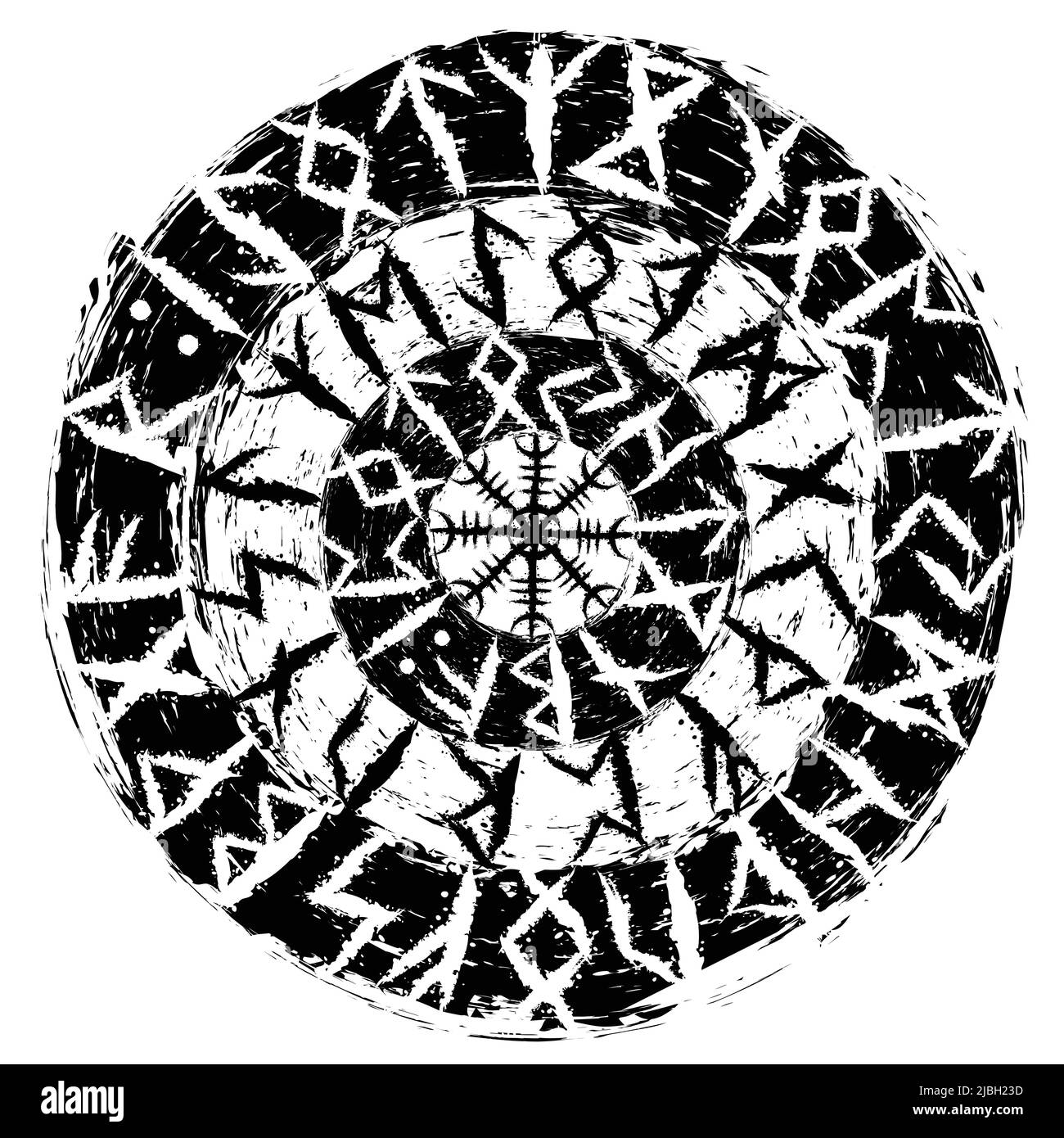 Alphabet runique cercles abstraits scandinaves Illustration de Vecteur