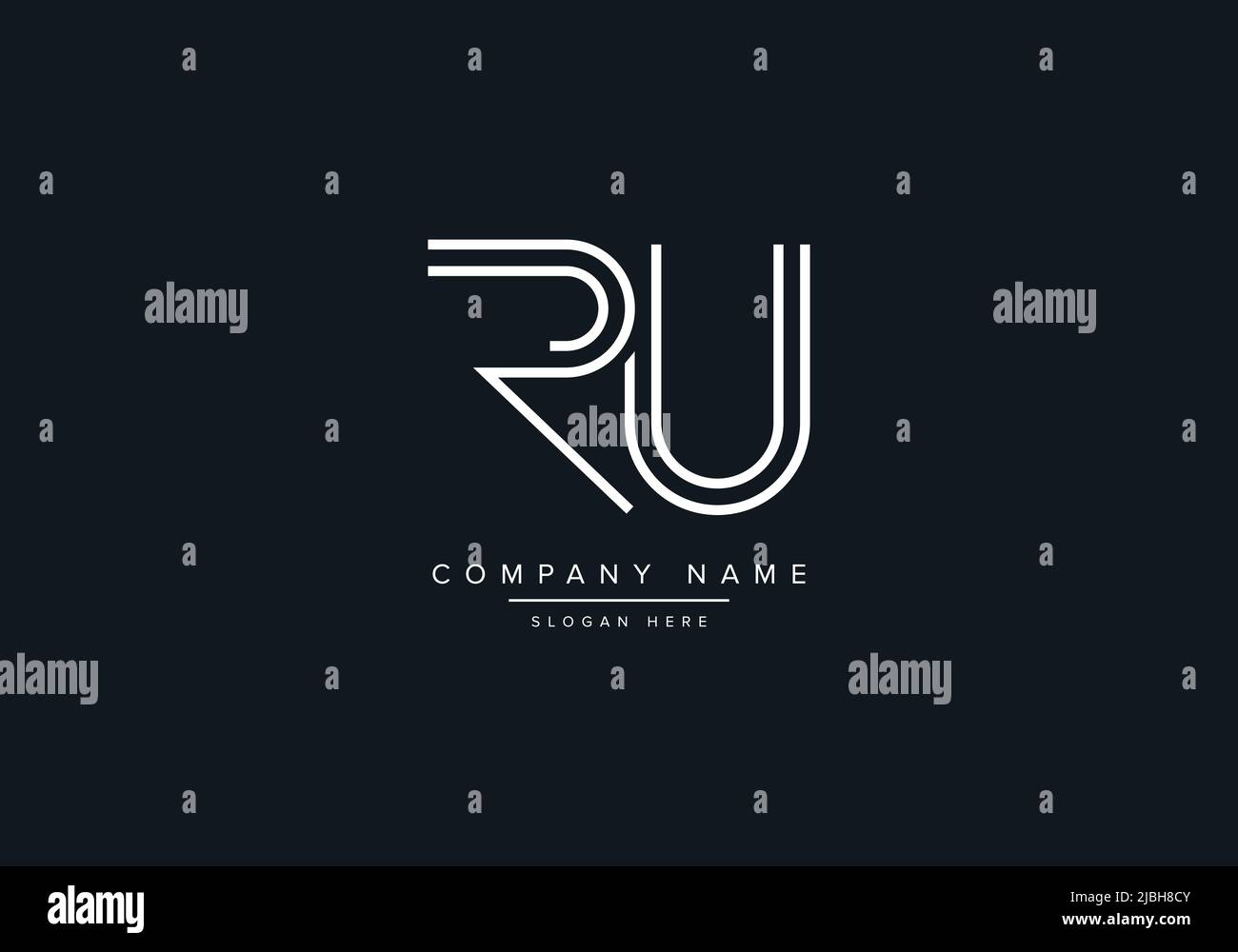 Modèle de scénario de logo Creative Letters RU. Illustration de Vecteur