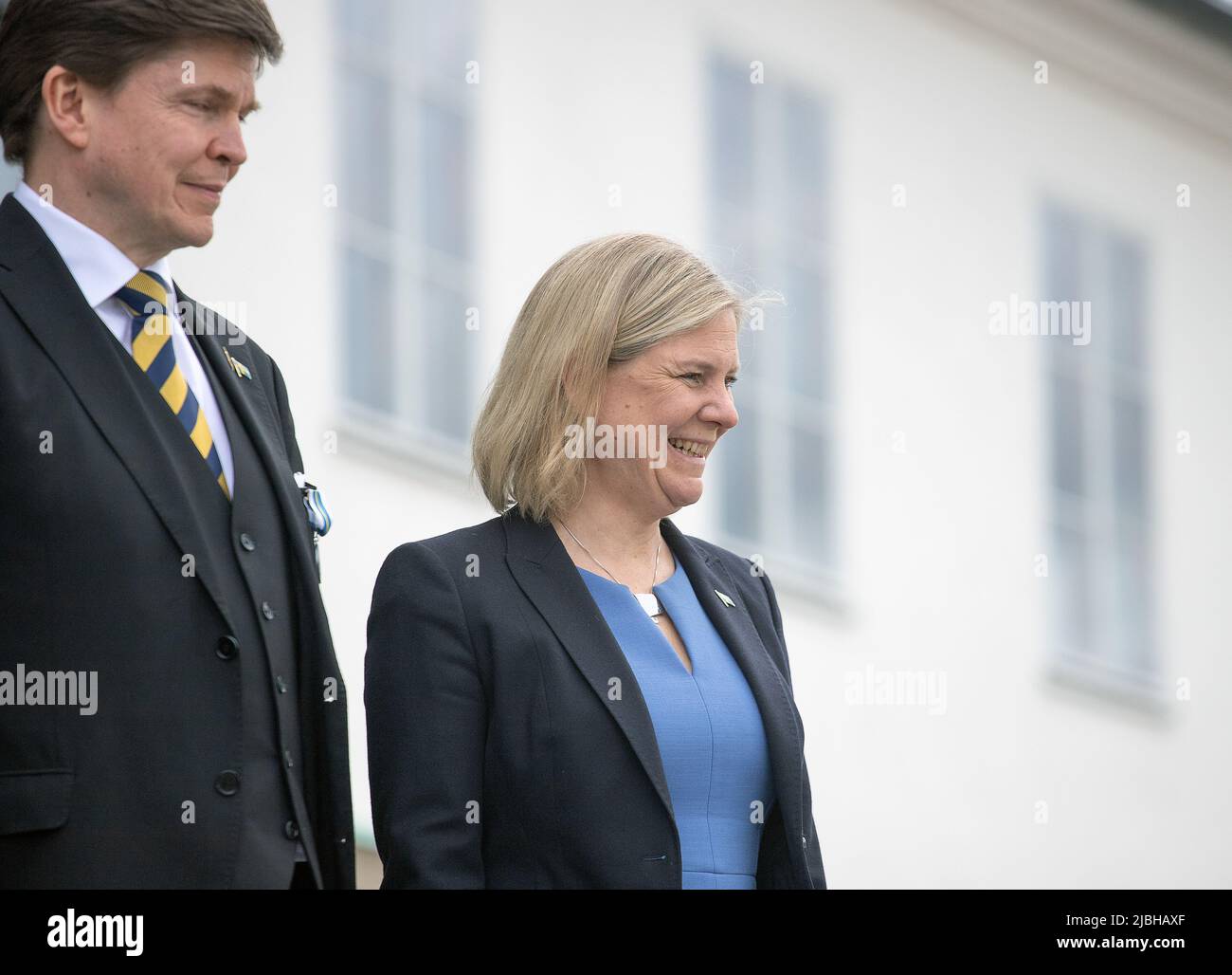 La Suède a un nouveau Premier ministre - la première femme de Suède. Magdalena Andersson Parti socialiste et porte-parole du parlement Andreas Norlén à la journée des vétérans, Banque D'Images