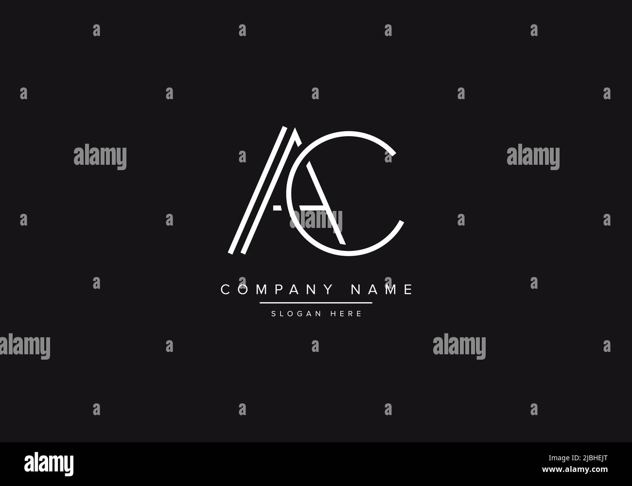 Lettre alphabet logo AC design icône ligne d'art Illustration de Vecteur