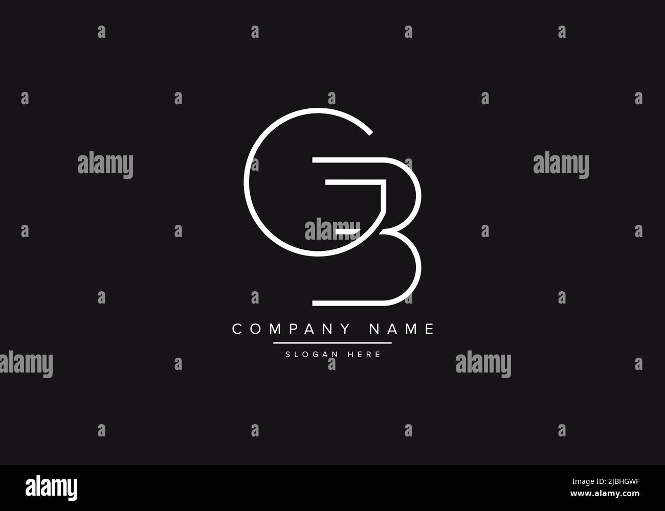 Logo original de l'alphabet de la ligne d'art de GB de conception de vecteur Illustration de Vecteur