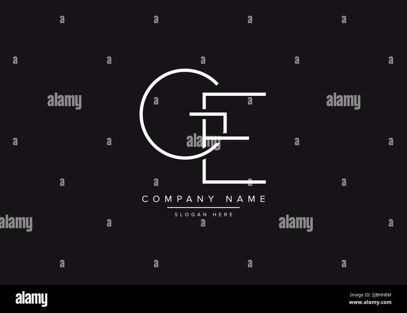 Dessin initial du logo de l'alphabet de GE en forme de trait d'art de vecteur Illustration de Vecteur