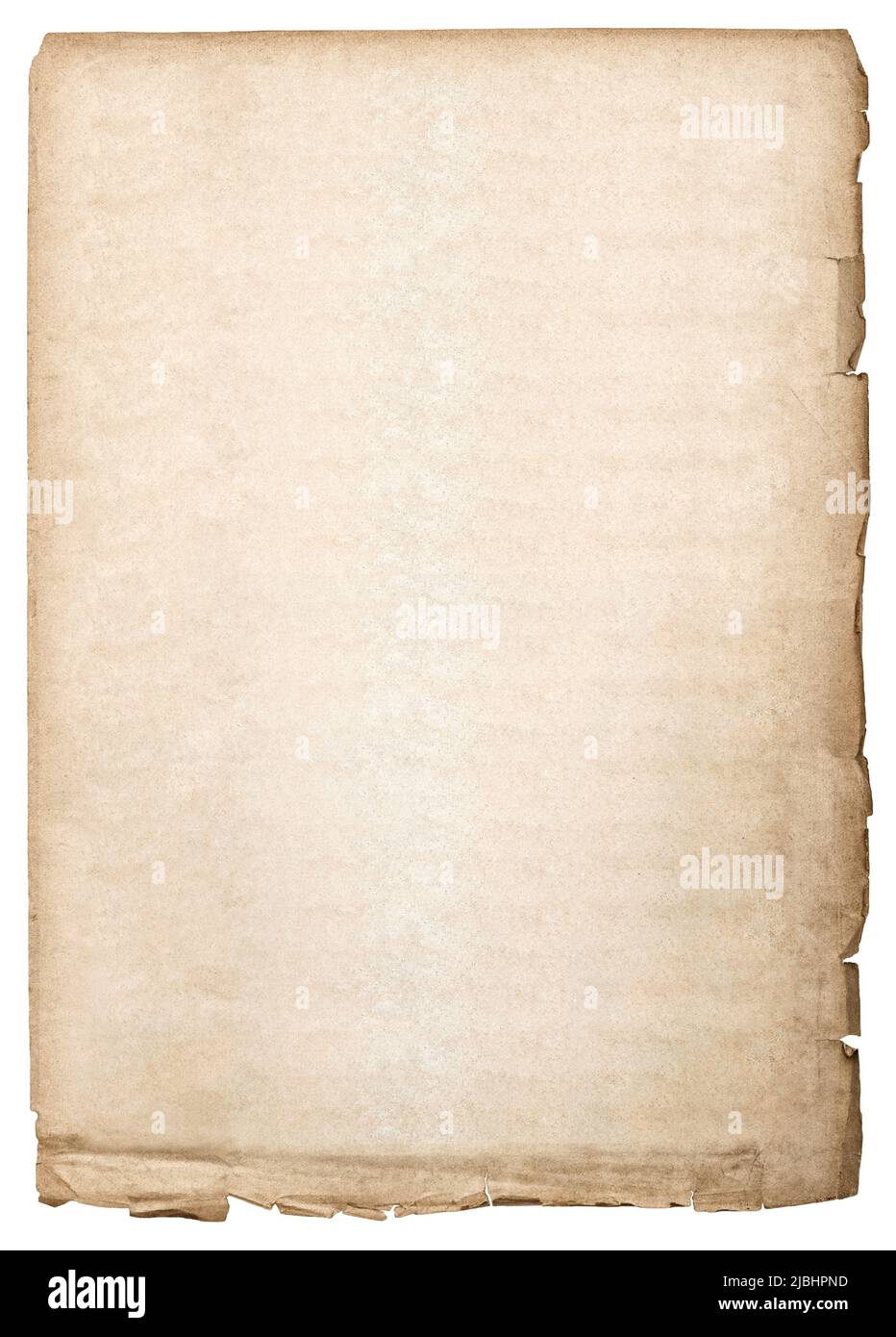 Feuille de papier usagée isolée sur fond blanc Banque D'Images