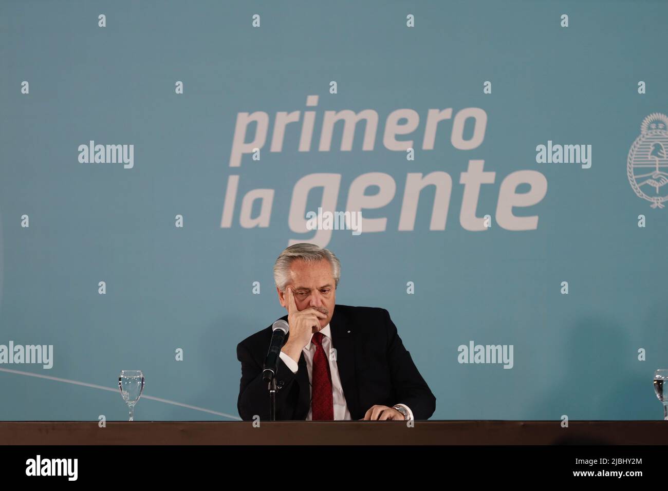 Buenos Aires, Argentine, 6th juin 2022. Le président de la nation Alberto Fernandez a présenté le projet de revenu inattendu à la Chambre du Gouvernement. (Esteban Osorio/Alay Live News) Banque D'Images