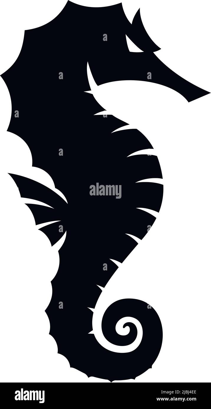 Forme edgy simple de la silhouette de cheval de mer Illustration de Vecteur