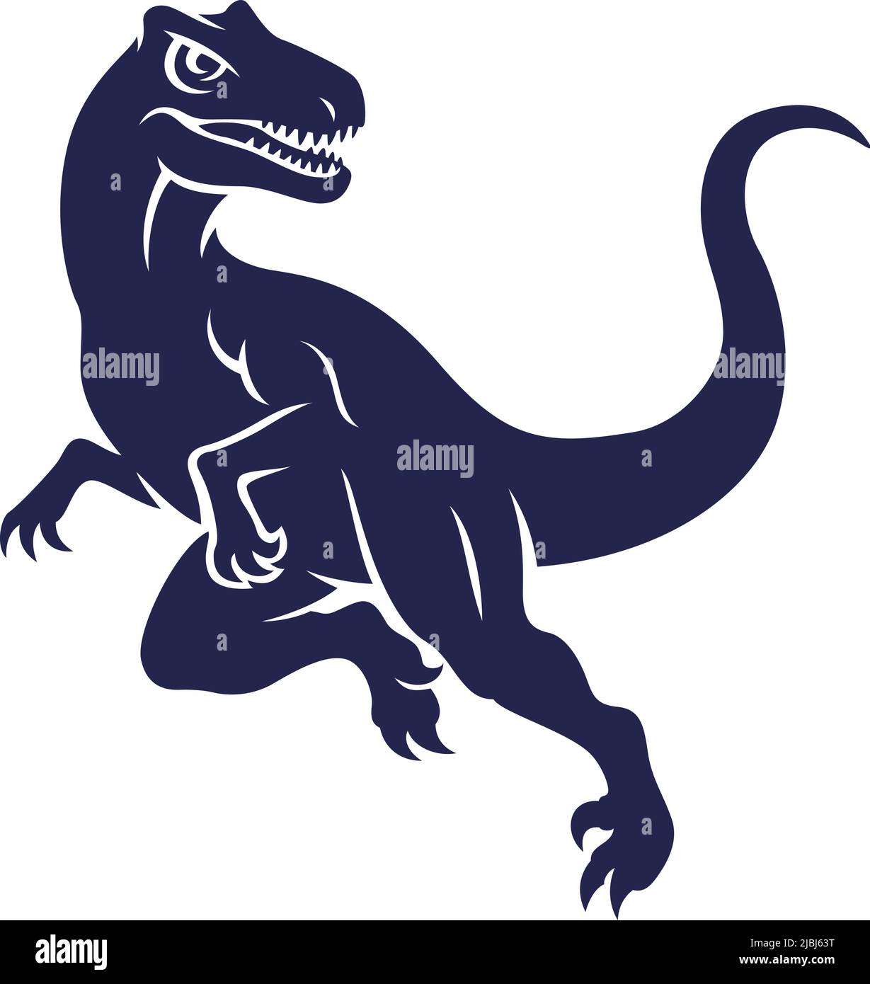 Silhouette de Velociraptor Dinosaur running Illustration de Vecteur
