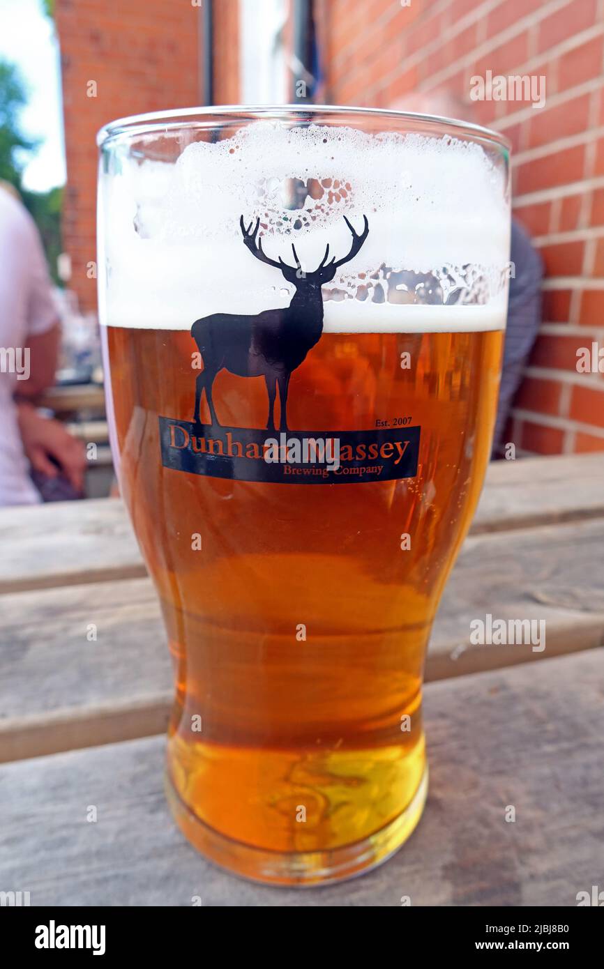 The Brewery Tap avec une pinte de bière, 18 Bridgewater Street, Lymm, Cheshire, Angleterre, ROYAUME-UNI, WA13 0AB Banque D'Images
