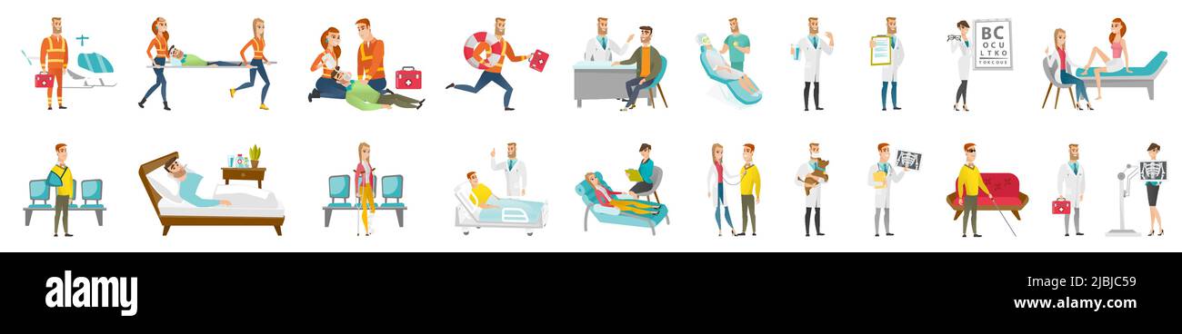 Soins de santé hospitaliers et ambulanciers paramédicaux. Illustration de Vecteur