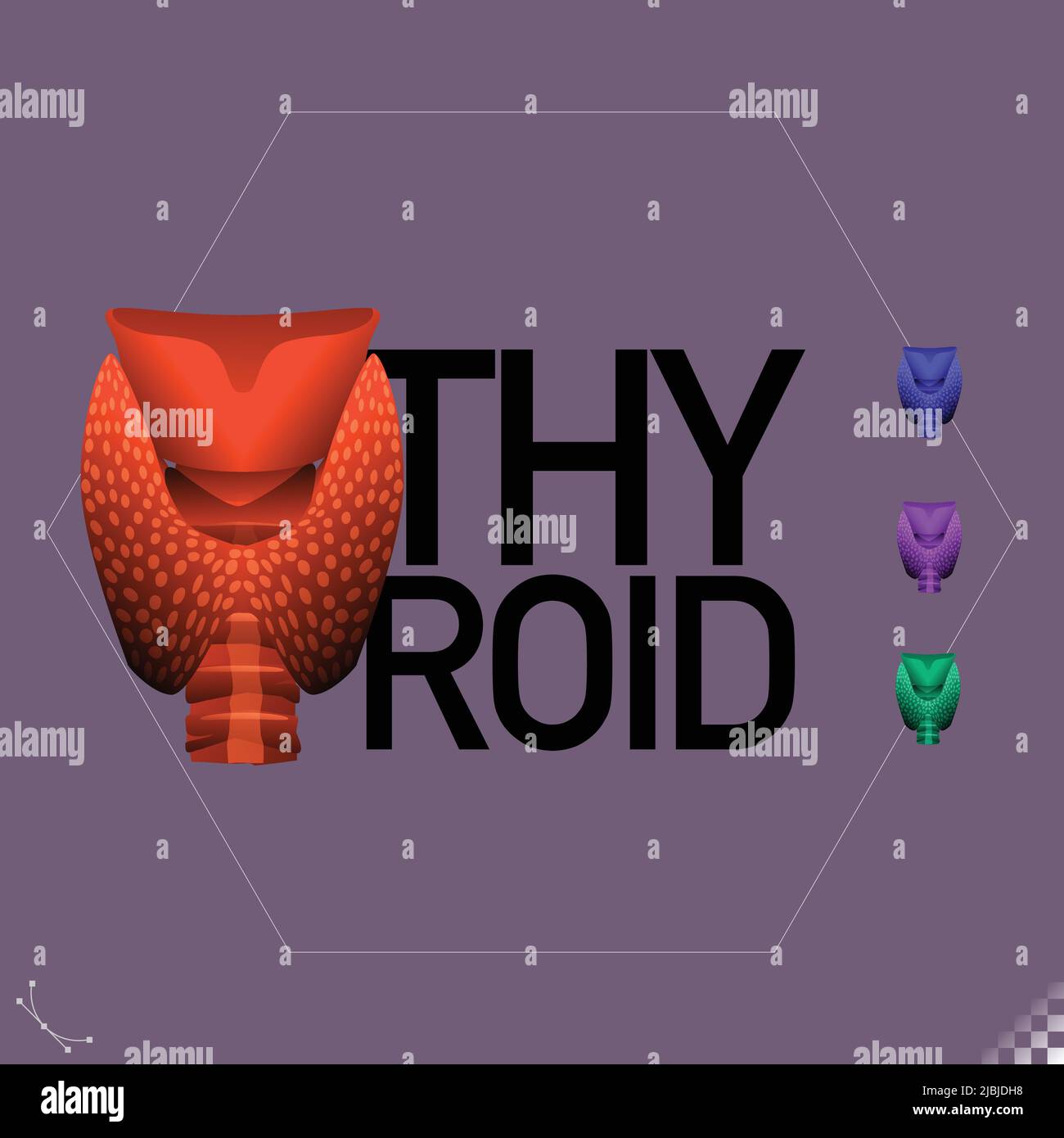Symboles et icônes modernes et stylisés d'organes thyroïdiens monotones humains - partie d'un ensemble Illustration de Vecteur