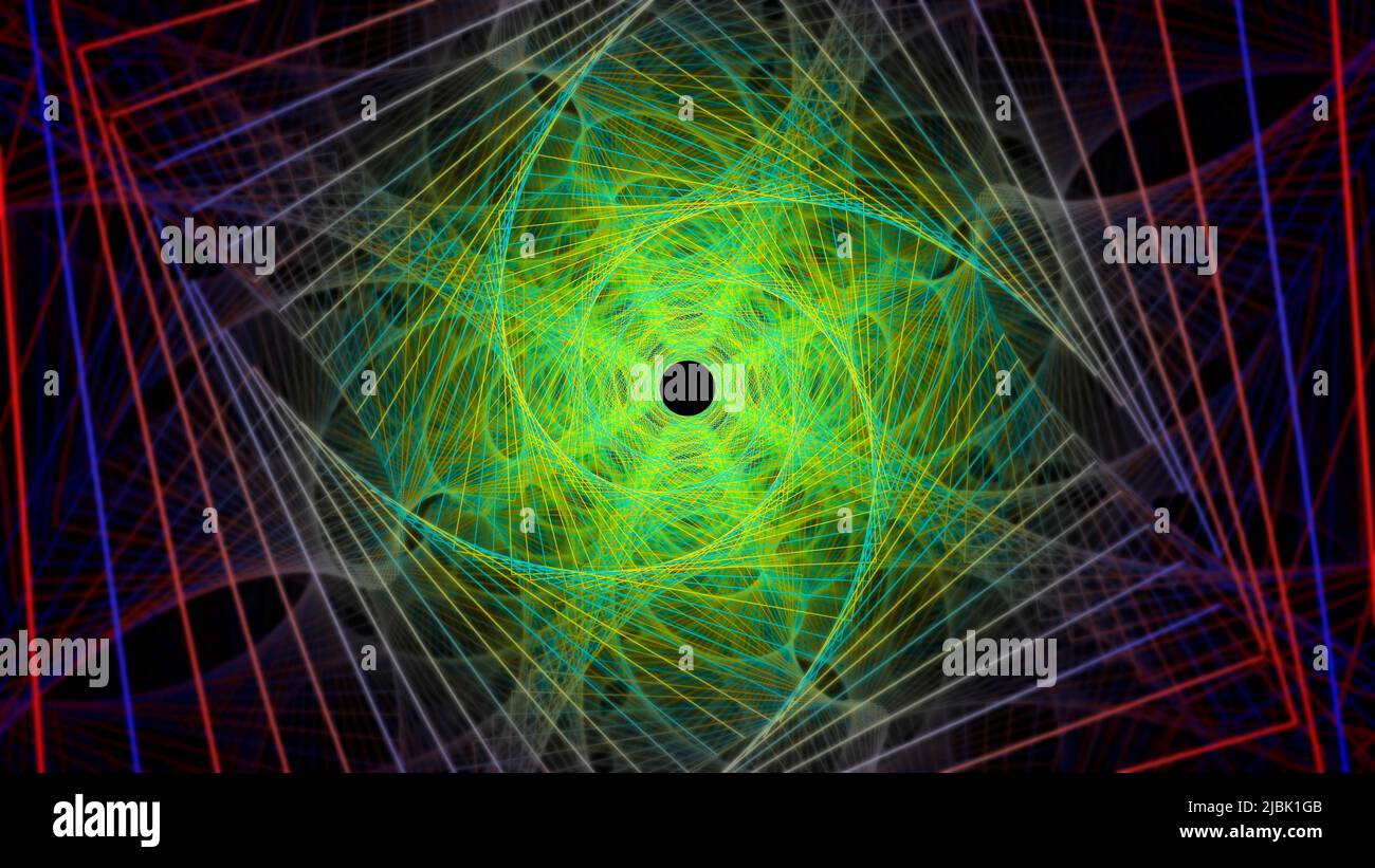 Arrière-plan abstrait fractal néon. 3d composition géométrique futuriste des couleurs psychédéliques. Illustration 3D de haute qualité Banque D'Images
