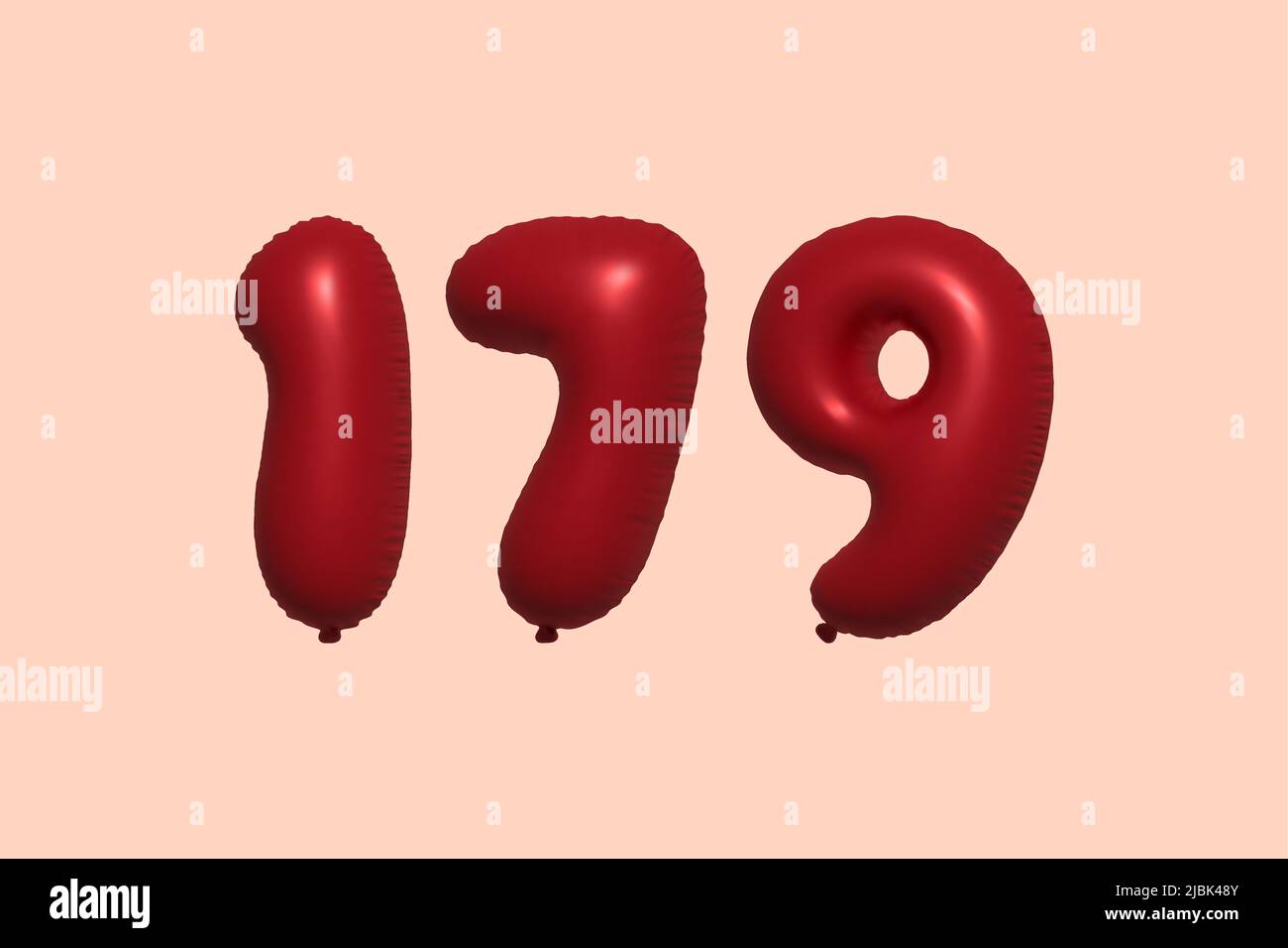 ballon à 178 3d chiffres en ballon d'air métallique réaliste rendu 3d. 3D ballons rouges à l'hélium à vendre décoration Fête anniversaire, célébration anniversaire, mariage vacances. Illustration vectorielle Illustration de Vecteur