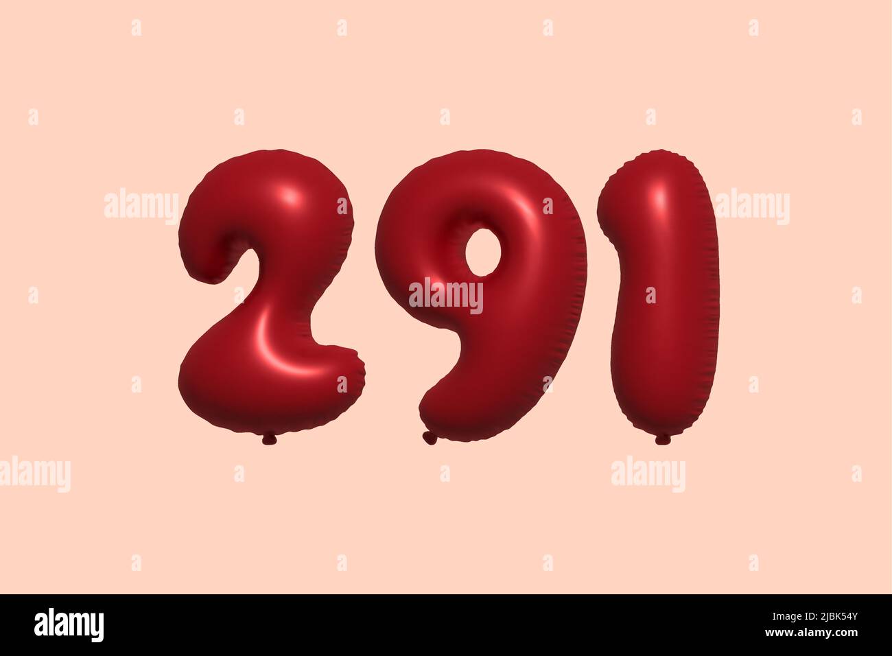 ballon à 291 3d chiffres en ballon d'air métallique réaliste rendu 3d. 3D ballons rouges à l'hélium à vendre décoration Fête anniversaire, célébration anniversaire, mariage vacances. Illustration vectorielle Illustration de Vecteur