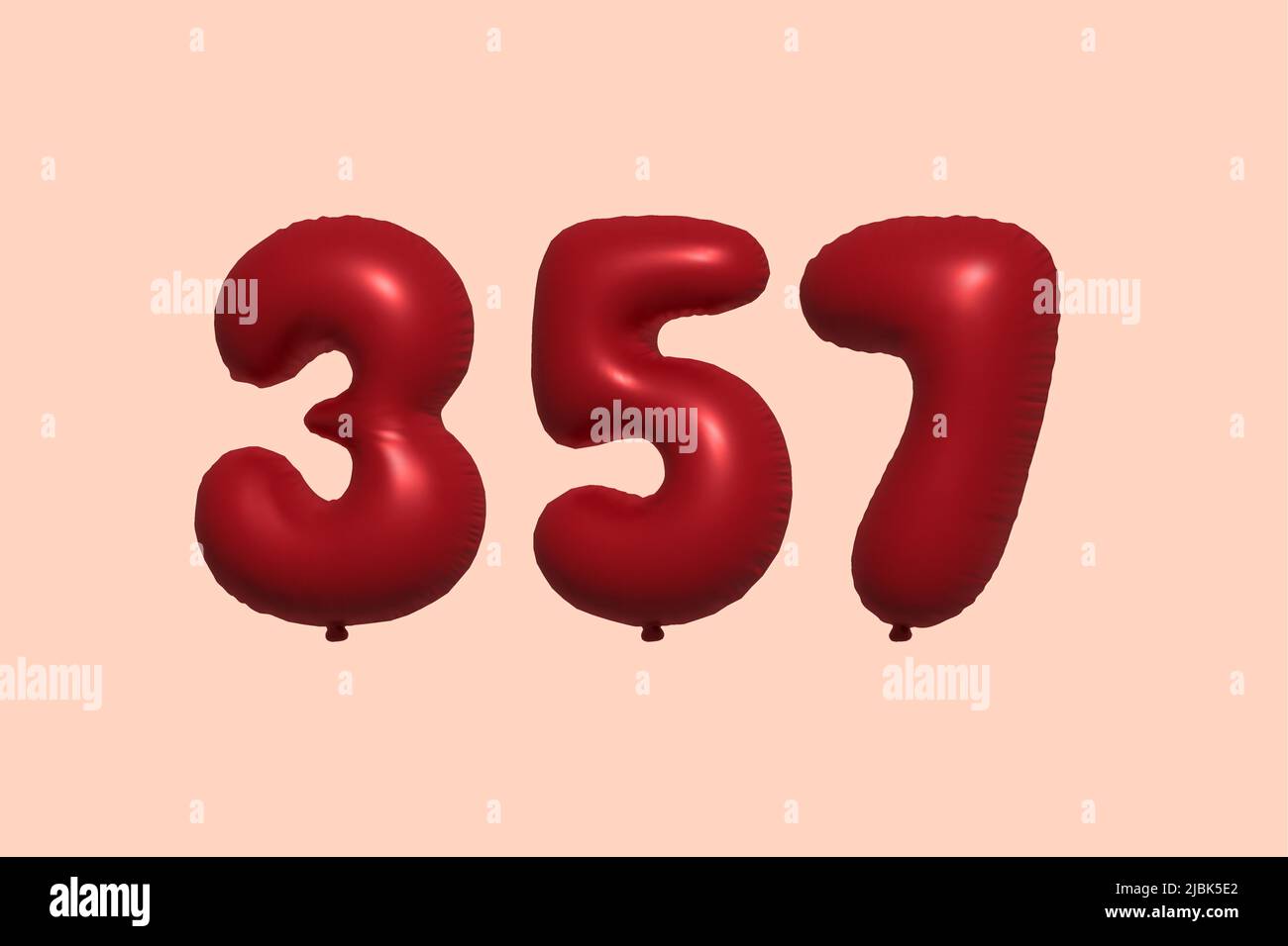 ballon à 357 3d chiffres en ballon d'air métallique réaliste rendu 3d. 3D ballons rouges à l'hélium à vendre décoration Fête anniversaire, célébration anniversaire, mariage vacances. Illustration vectorielle Illustration de Vecteur