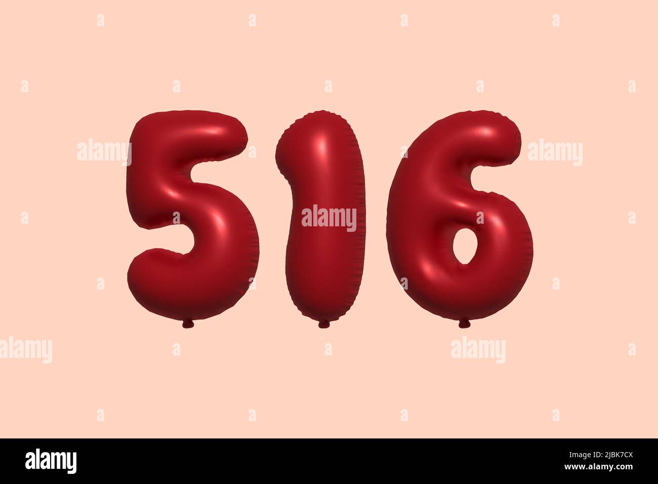 ballon à 516 3d chiffres en ballon d'air métallique réaliste rendu 3d. 3D ballons rouges à l'hélium à vendre décoration Fête anniversaire, célébration anniversaire, mariage vacances. Illustration vectorielle Illustration de Vecteur