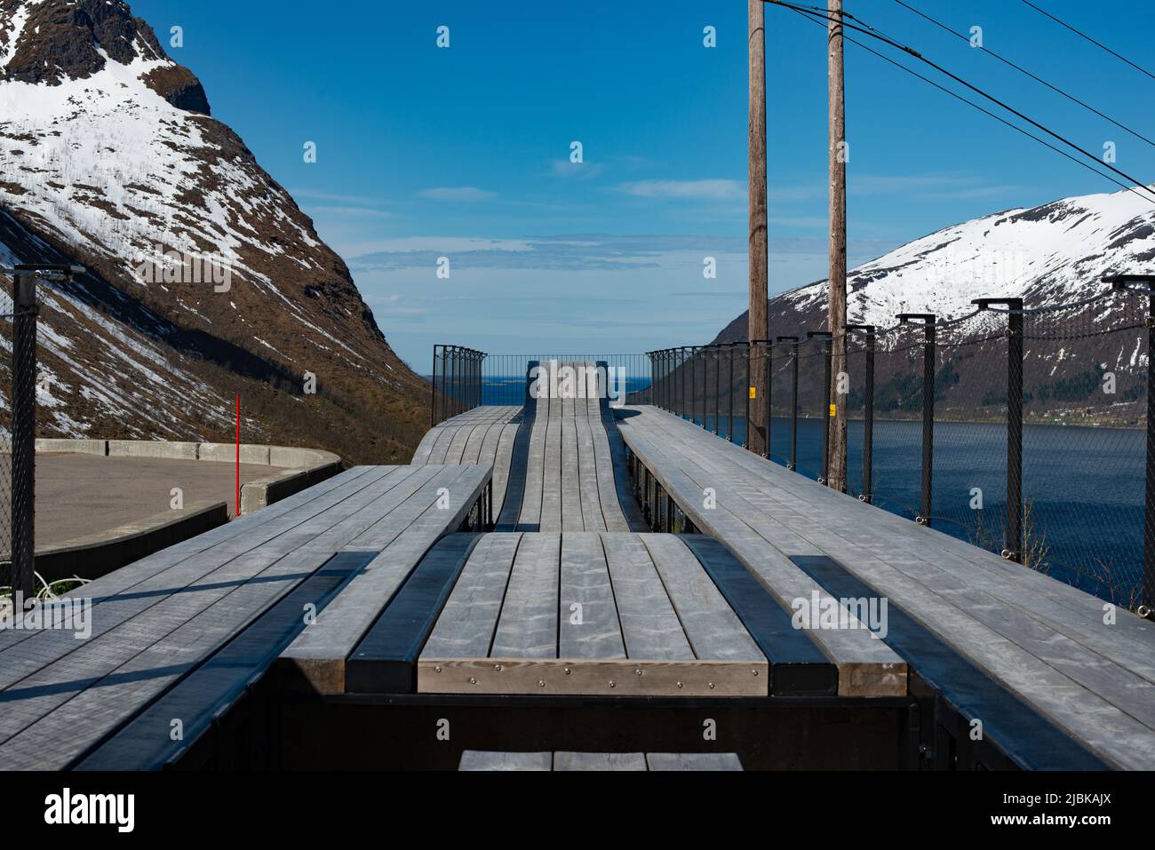 Plattform à Bergsbotn conçu par Code Architecture. Partie des routes panoramiques nationales Senja, Statens Vegvesen. Banque D'Images