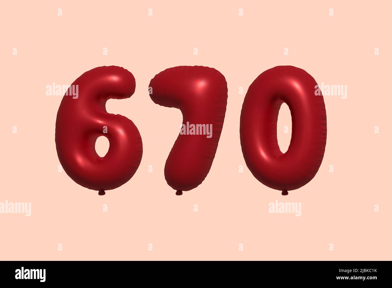 ballon à 670 3d chiffres en ballon d'air métallique réaliste rendu 3d. 3D ballons rouges à l'hélium à vendre décoration Fête anniversaire, célébration anniversaire, mariage vacances. Illustration vectorielle Illustration de Vecteur