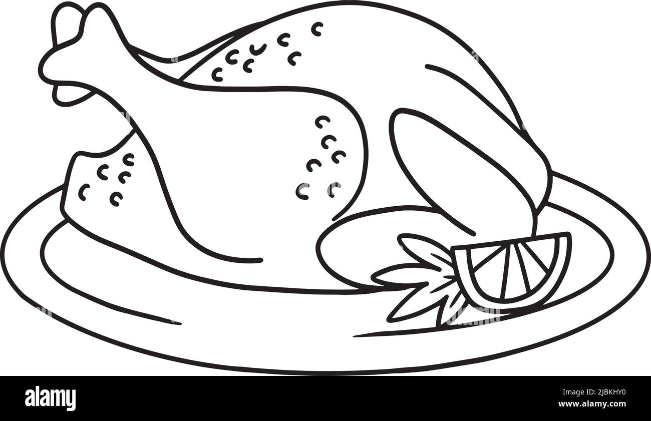 Dîner de Thanksgiving repas de dinde coloration isolée Illustration de Vecteur