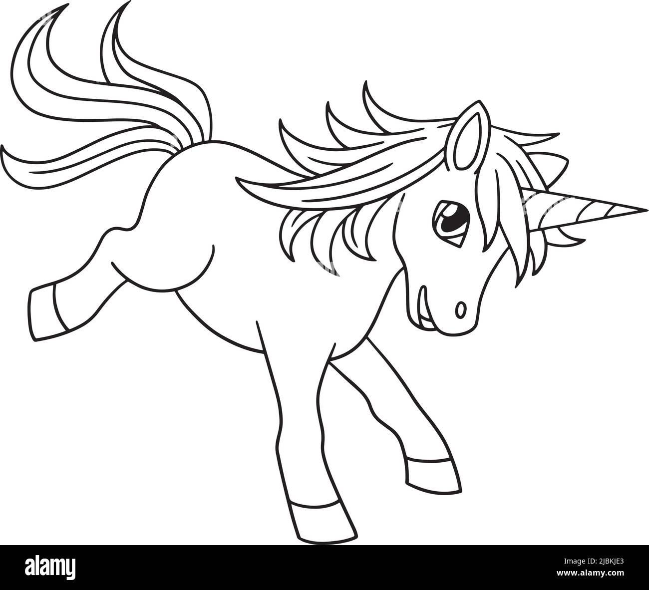Falling Unicorn Isolated coloriage page for Kids Illustration de Vecteur