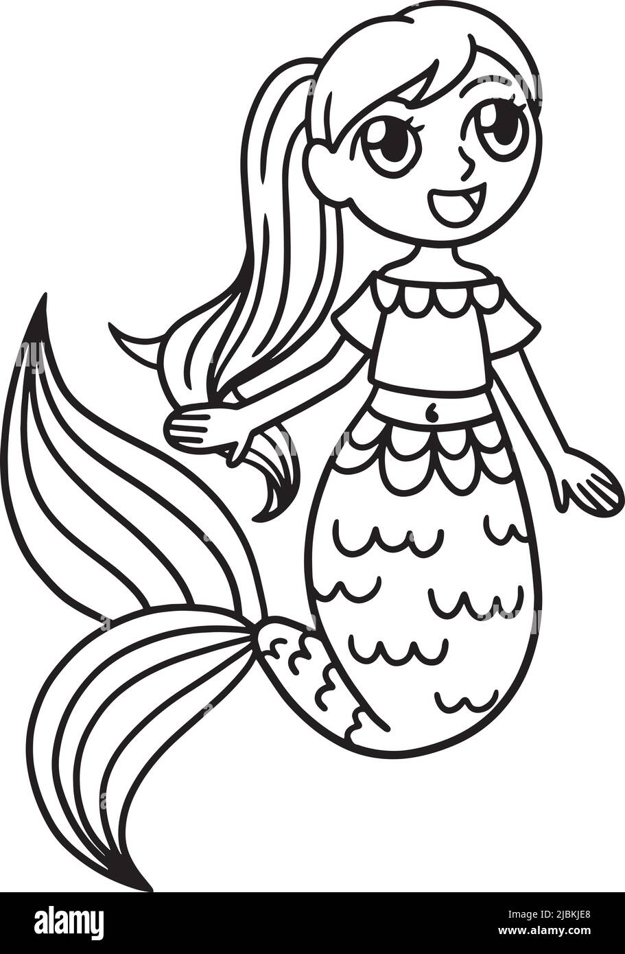 Page de coloriage isolée de Sirène de chant pour enfants Illustration de Vecteur