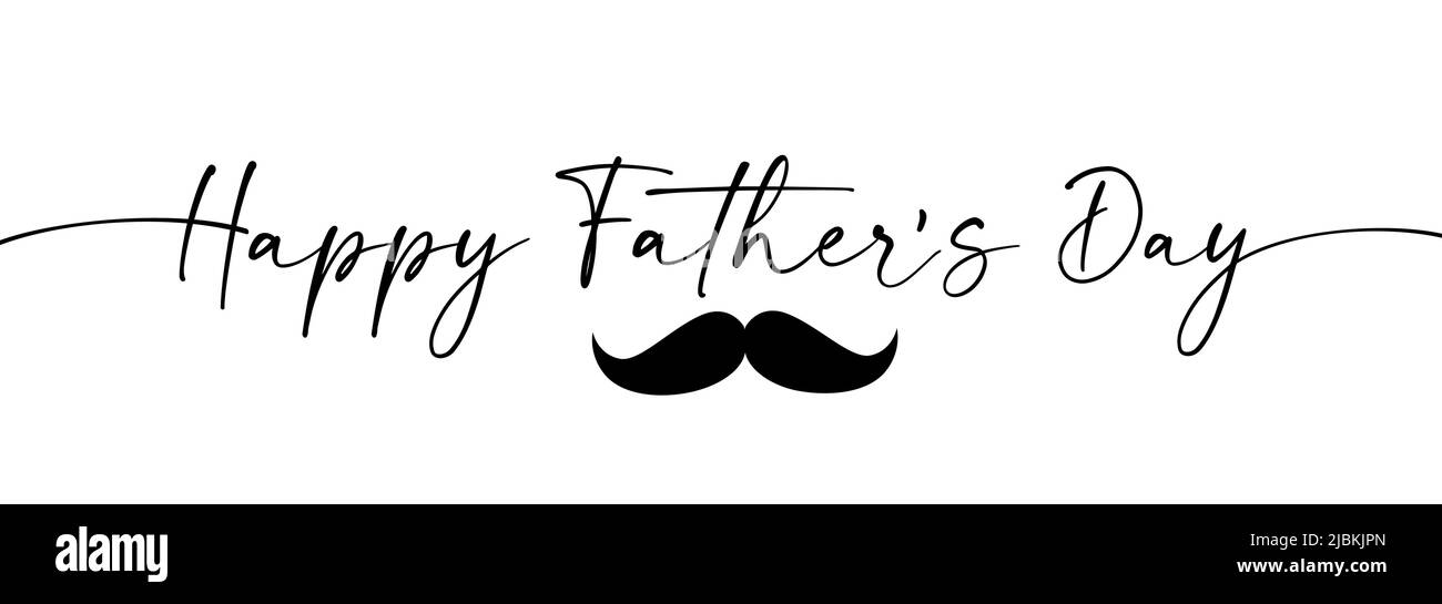 Bannière typographique Happy Pères Day avec moustache. Fête des pères promotion vente élégante citation poster calligraphie avec choeur. Carte vectorielle Illustration de Vecteur